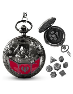 Juego de Dados D&D Banloga 7PCS Metal Negro con Estuche