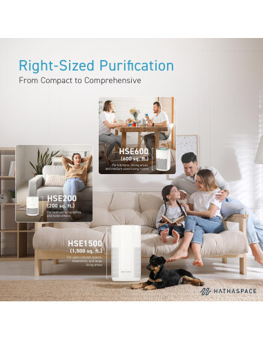 Purificador de Aire HATHASPACE HSE200 HEPA 99.9% 18.58 m