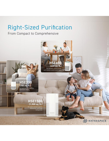 Purificador de Aire HATHASPACE HSE200 HEPA 99.9% 18.58 m