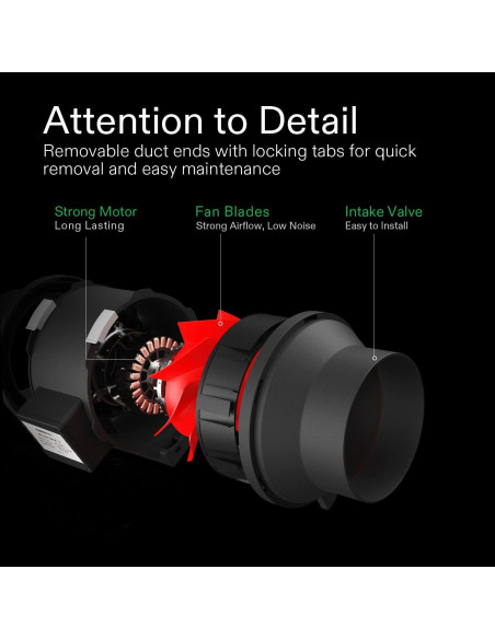 Kit de Ventilación VIVOSUN 4" con Ventilador 190 CFM y Filtro