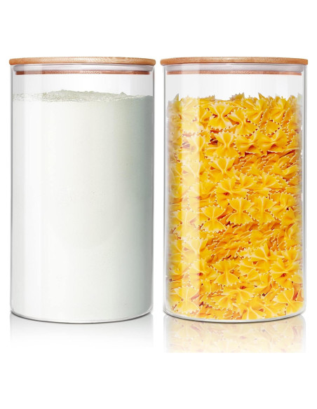 Contenedores de Vidrio HomArtist 3.79L x2 con Tapas de Bambú