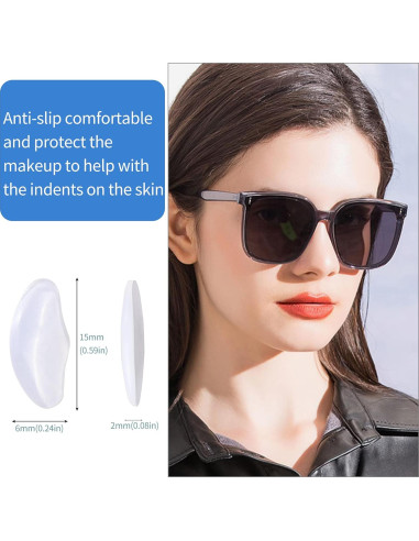 20 Pares Almohadillas Adhesivas para Gafas Silicona Transparente