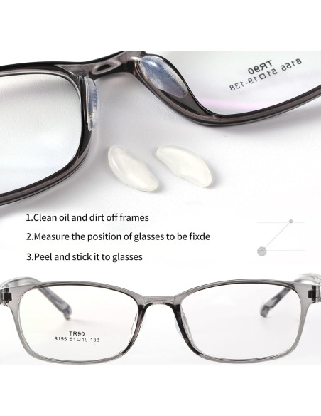 20 Pares Almohadillas Adhesivas para Gafas Silicona Transparente