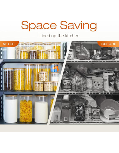 Contenedores de Vidrio HomArtist 3.79L x2 con Tapas de Bambú