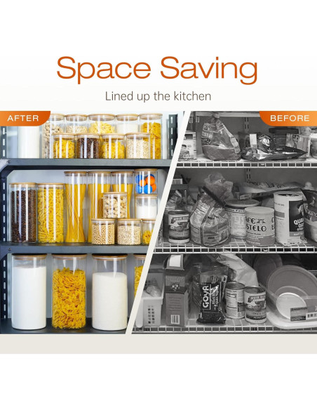 Contenedores de Vidrio HomArtist 3.79L x2 con Tapas de Bambú