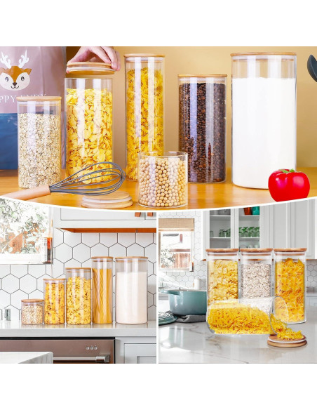Contenedores de Vidrio HomArtist 3.79L x2 con Tapas de Bambú