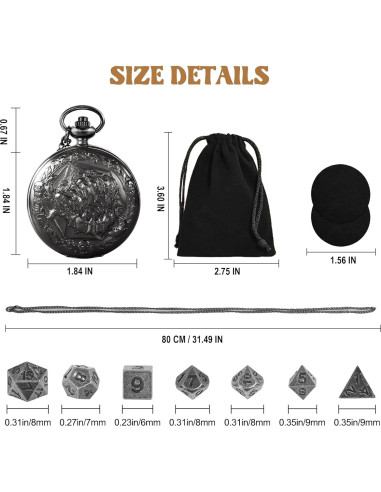 Set de Dados de Metal Banloga 7PCS para D&D con Estuche