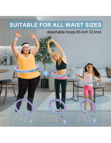 Aros de Hula Ponderados HOELLL 165 cm Silenciosos para Mujeres