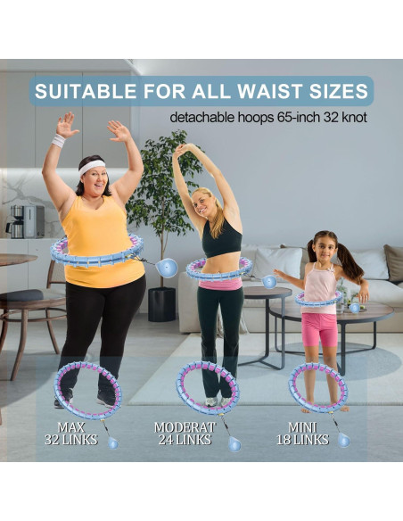 Aros de Hula Ponderados HOELLL 165 cm Silenciosos para Mujeres
