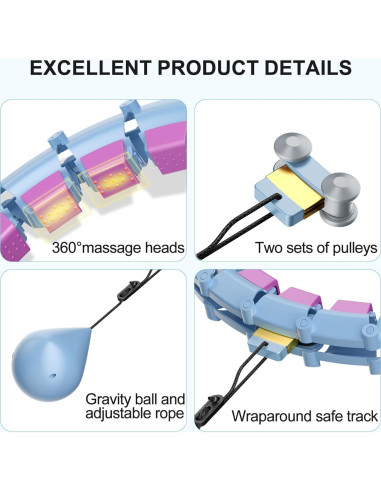 Aros de Hula Ponderados HOELLL 165 cm Silenciosos para Mujeres