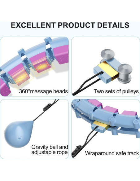 Aros de Hula Ponderados HOELLL 165 cm Silenciosos para Mujeres