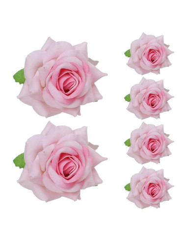 Juego de 6 Anillos de Servilleta Rosa Floral Hecho a Mano