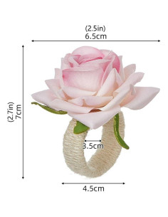 Juego de 6 Anillos de Servilleta Rosa Floral Hecho a Mano 2