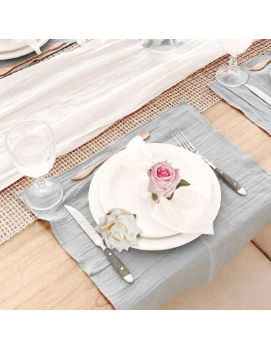 Juego de 6 Anillos de Servilleta Rosa Floral Hecho a Mano