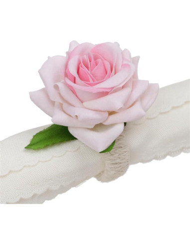 Juego de 6 Anillos de Servilleta Rosa Floral Hecho a Mano