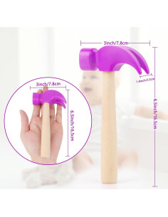 Paquete de 2 Juguetes Martillo de Madera Hxezoc 16.5x7.6cm 2