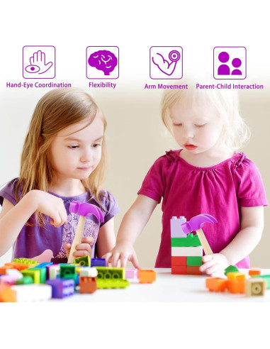 Paquete de 2 Juguetes Martillo de Madera Hxezoc 16.5x7.6cm