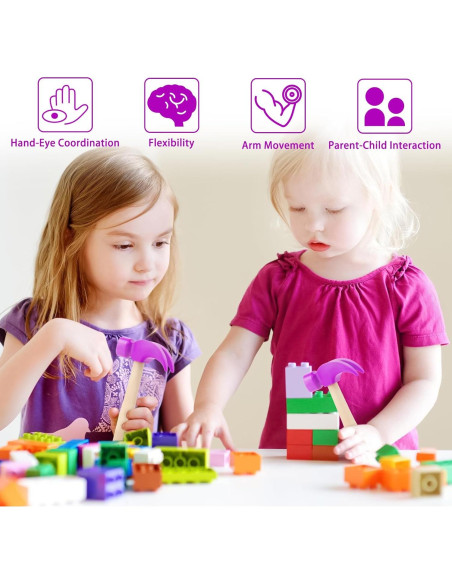 Paquete de 2 Juguetes Martillo de Madera Hxezoc 16.5x7.6cm