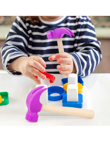 Paquete de 2 Juguetes Martillo de Madera Hxezoc 16.5x7.6cm