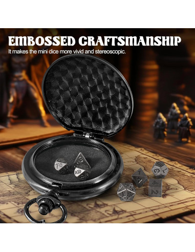 Set de Dados de Metal Banloga 7PCS para D&D con Estuche