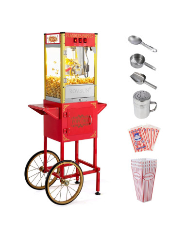 Máquina de Palomitas ROVSUN 8 Onzas con Carrito y Ruedas