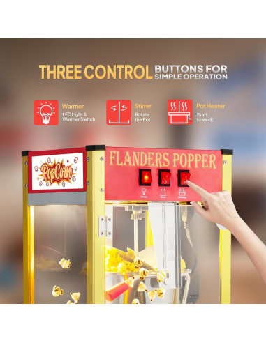 Máquina de Palomitas ROVSUN 8 Onzas con Carrito y Ruedas