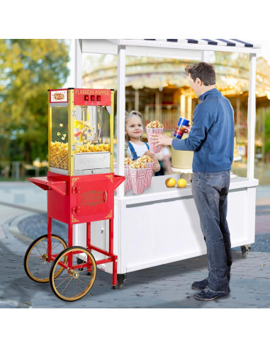 Máquina de Palomitas ROVSUN 8 Onzas con Carrito y Ruedas
