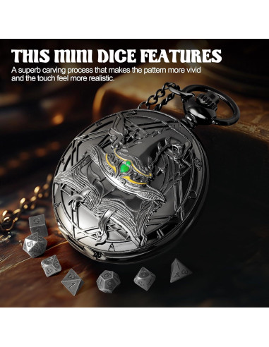 Juego de Dados D&D Banloga 7PCS Metal con Estuche