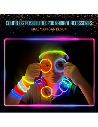 GemPrime 100 Palos Brillantes 20 cm + 100 Conectores Fiesta