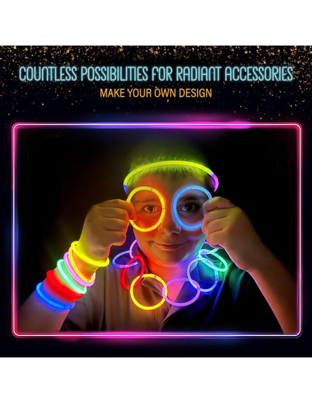 GemPrime 100 Palos Brillantes 20 cm + 100 Conectores Fiesta