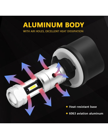 Bombillas de Niebla LED PHINLION 880, 3800 Lúmenes, 6000K, Paquete de 2