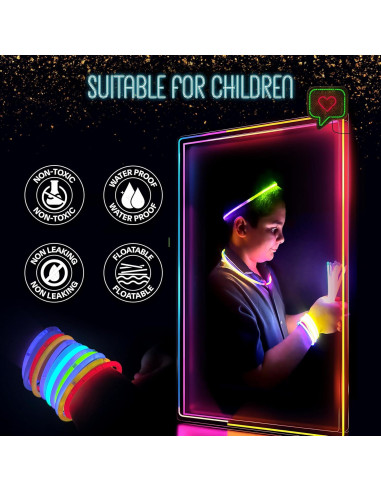 GemPrime 100 Palos Brillantes 20 cm + 100 Conectores Fiesta