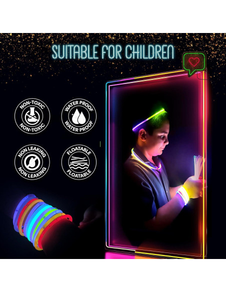 GemPrime 100 Palos Brillantes 20 cm + 100 Conectores Fiesta