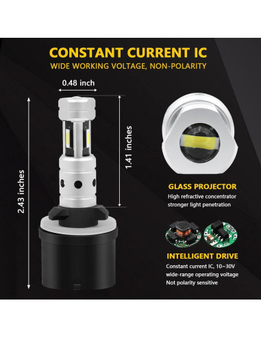 Bombillas de Niebla LED PHINLION 880, 3800 Lúmenes, 6000K, Paquete de 2