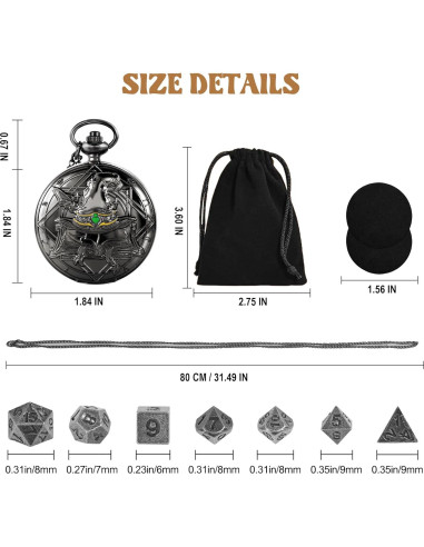 Juego de Dados D&D Banloga 7PCS Metal con Estuche