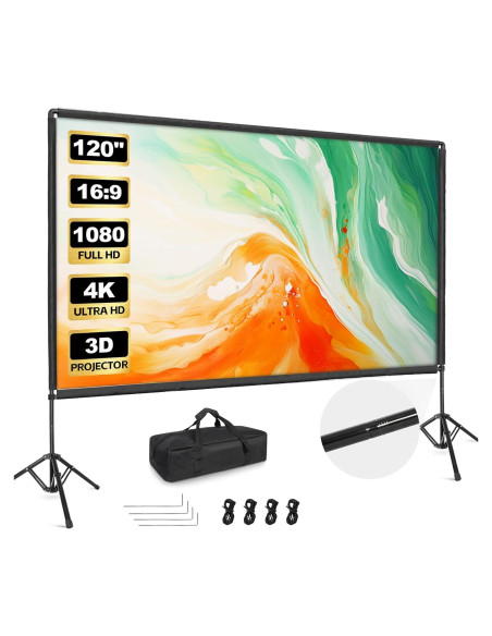 Pantalla de proyector portátil GLOSHOOTING 120" 4K HD