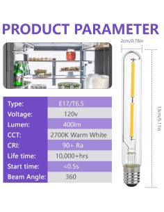 Bombilla LED E17 T6.5 Regulable 4W 2700K Vintage 400 Lúmenes 2