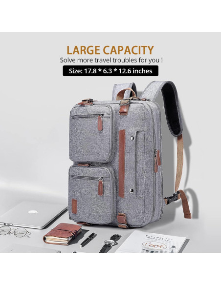 Mochila 3 en 1 MOLNIA para Laptop 17.3" Gris Impermeable