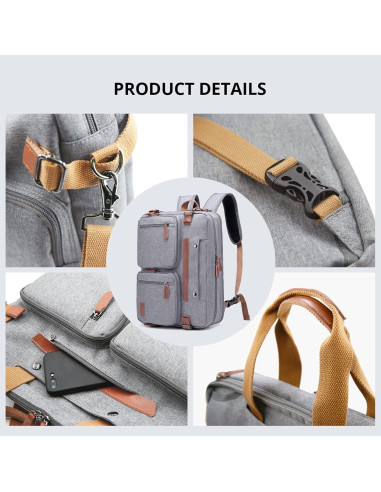 Mochila 3 en 1 MOLNIA para Laptop 17.3" Gris Impermeable
