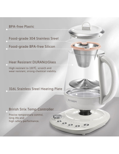 Hervidor Eléctrico BUYDEEM K156 1.5L 1500W Blanco Avena