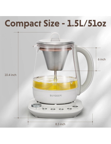 Hervidor Eléctrico BUYDEEM K156 1.5L 1500W Blanco Avena