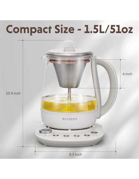 Hervidor Eléctrico BUYDEEM K156 1.5L 1500W Blanco Avena