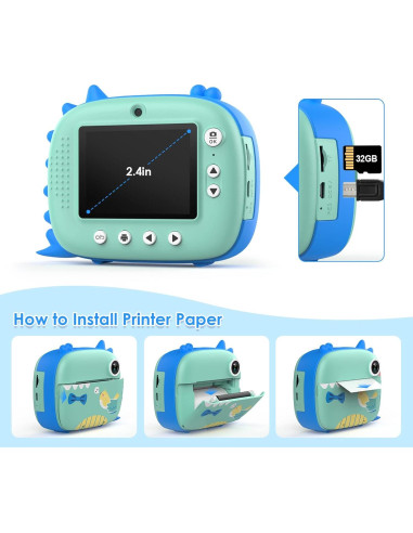 Cámara Instantánea para Niños HiMont KC03 Azul 48MP 2.5K