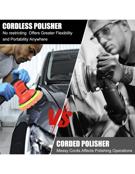 Pulidor de Coche Inalámbrico AOBEN 6 Pulgadas 3 Baterías 2000mAh