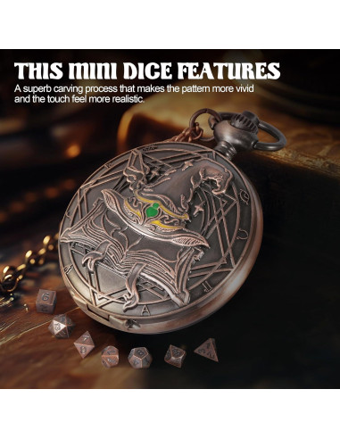 Juego de Dados D&D Banloga 7PCS Metal Cobre Mini