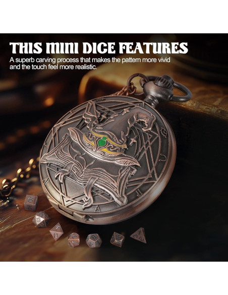 Juego de Dados D&D Banloga 7PCS Metal Cobre Mini