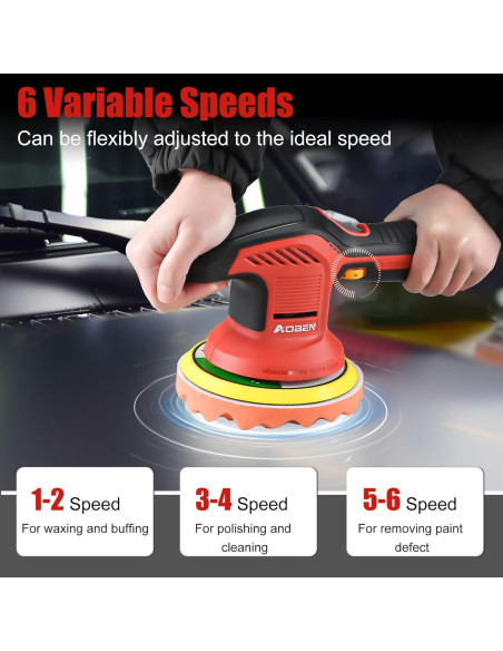 Pulidor de Coche Inalámbrico AOBEN 6 Pulgadas 3 Baterías 2000mAh