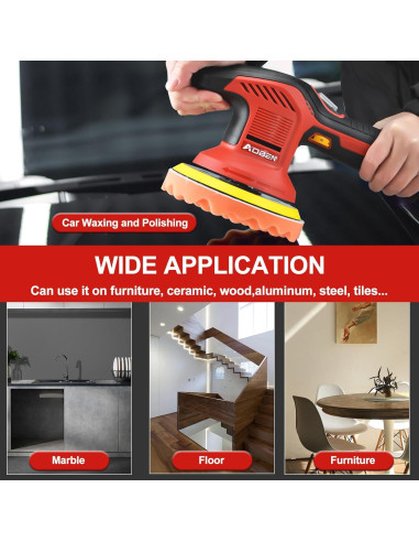 Pulidor de Coche Inalámbrico AOBEN 6 Pulgadas 3 Baterías 2000mAh