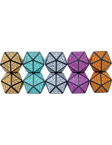 Paquete de 10 Dados D20 Acrílicos SmartDealsPro - Mezcla Retro