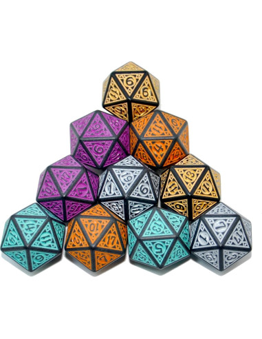 Paquete de 10 Dados D20 Acrílicos SmartDealsPro - Mezcla Retro